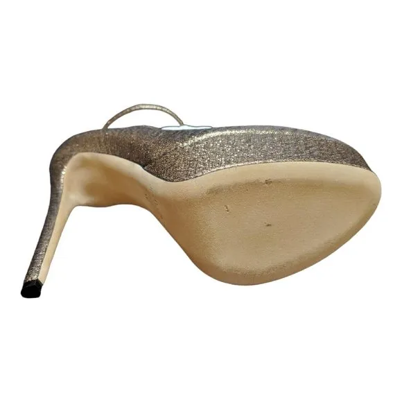 Jimmy Choo Klerise Gold Metallic 150mm Platform Ankle-Wrap Pumps Sz 40 /10B EUC