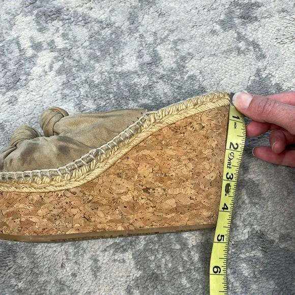 Jimmy Choo Priory Suede Twist Knot Slide Platform Wedge Sandals Beige