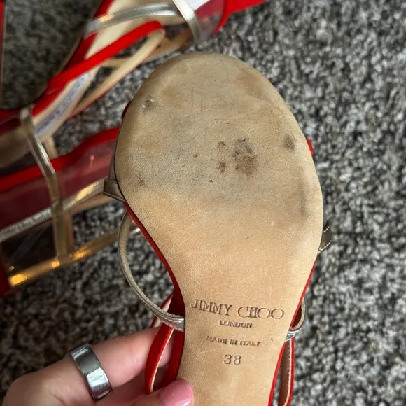Jimmy Choo Red &amp; Gold Women's Sandals