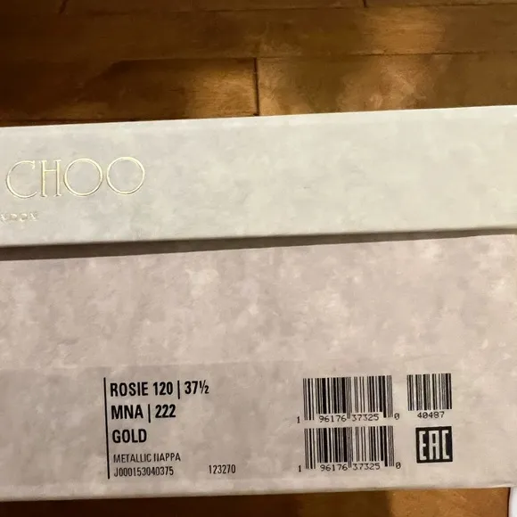 Jimmy Choo Rosie 120 Gold Metallic Nappa Platform Sandals size 37.5