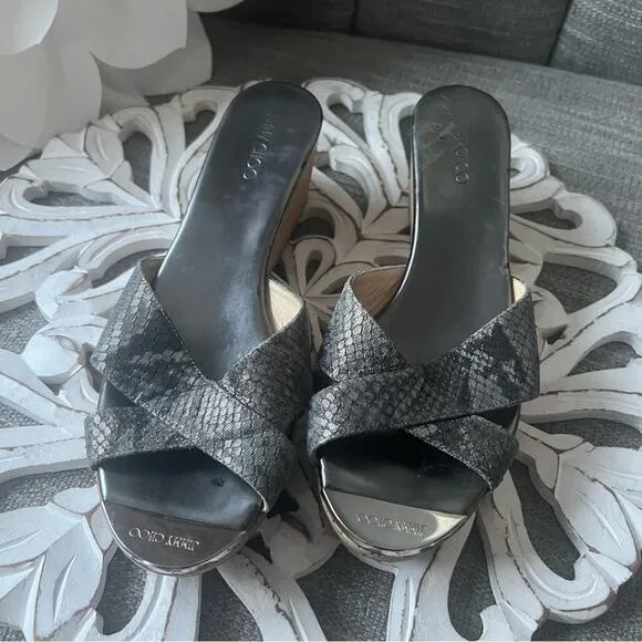 Jimmy Choo Wedge Platform Sandals Shoes Women’s 38.5 US 8.5