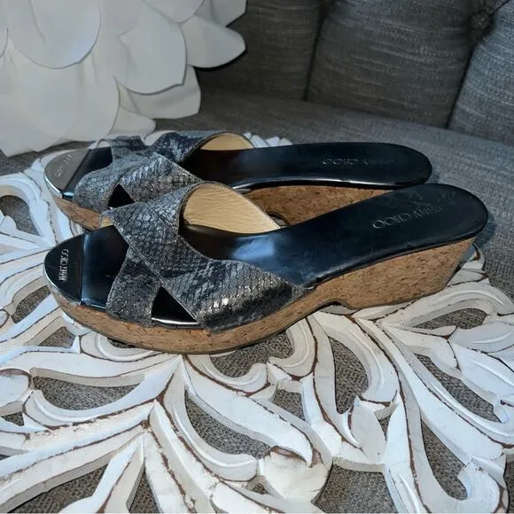 Jimmy Choo Wedge Platform Sandals Shoes Women’s 38.5 US 8.5