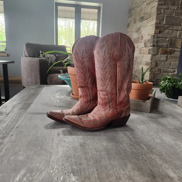 Johnny Ringo Vintage Pink Western Cowboy Cowgirl Boots