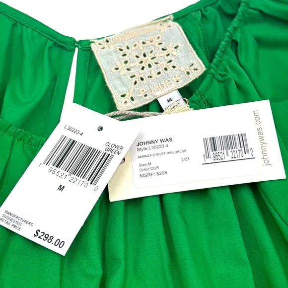 Johnny Was Amanza Eyelet Embroidered Mini Dress Size Medium