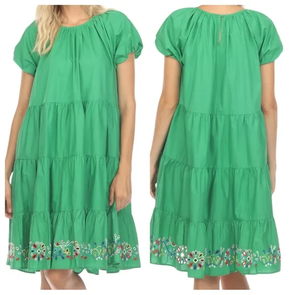 Johnny Was Amanza Eyelet Embroidered Mini Dress Size Medium