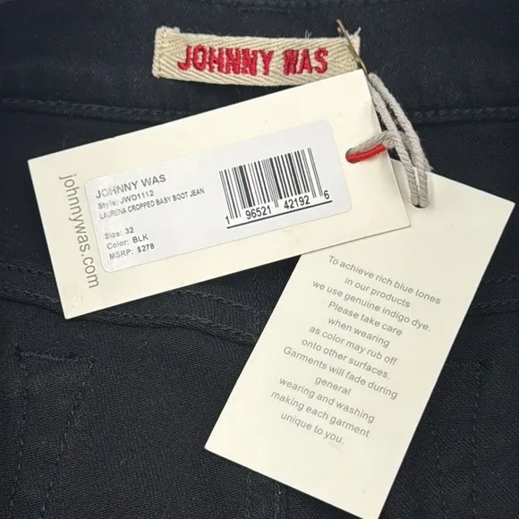 Johnny Was Laurena Cropped Baby Boot Jeans Size 32