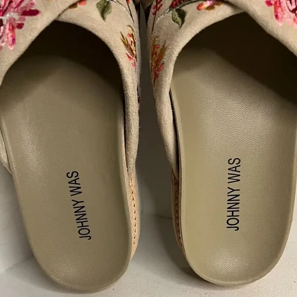 Johnny Was Viviana X Band Suede Slip On Sandal Boho Chic JWS3222 Size 8