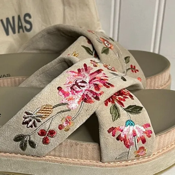 Johnny Was Viviana X Band Suede Slip On Sandal Boho Chic JWS3222 Size 8