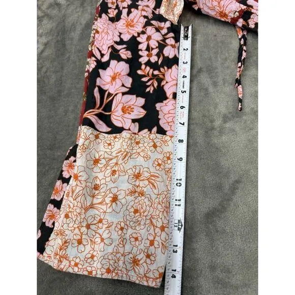 Johnny Was FLORA TIE BACK DRESS Patchwork Floral Multicolor Cotton sz M