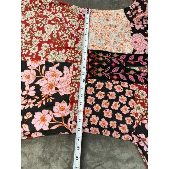 Johnny Was FLORA TIE BACK DRESS Patchwork Floral Multicolor Cotton sz M