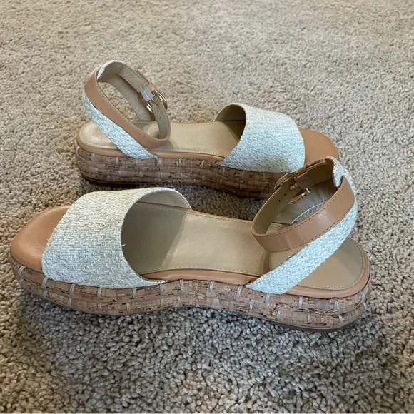 Joie Romanna Platform Sandals Woven Natural Tan Size 10