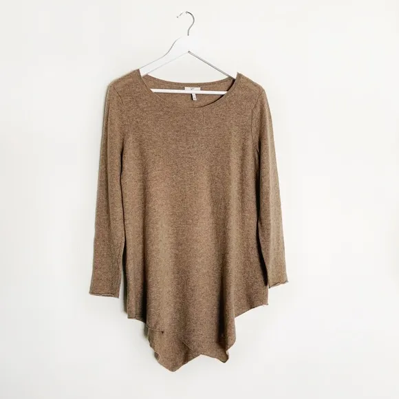Joie Tambrel Asymmetrical Sweater Tan Cashmere Wool S