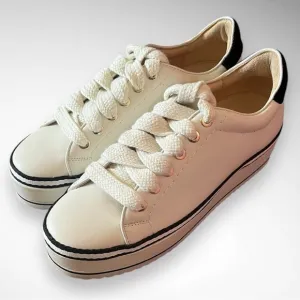 JOIE‎ Women's Dabnis White Stripe Platform Sneakers Size 37 | EUC