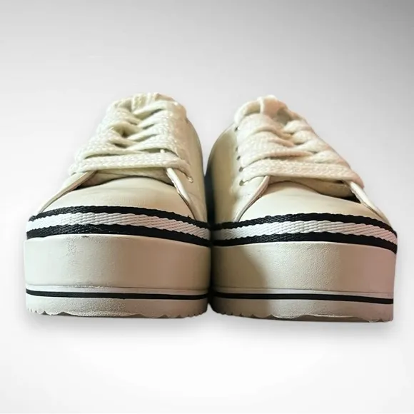 JOIE Women's Dabnis White Stripe Platform Sneakers Size 37 | EUC