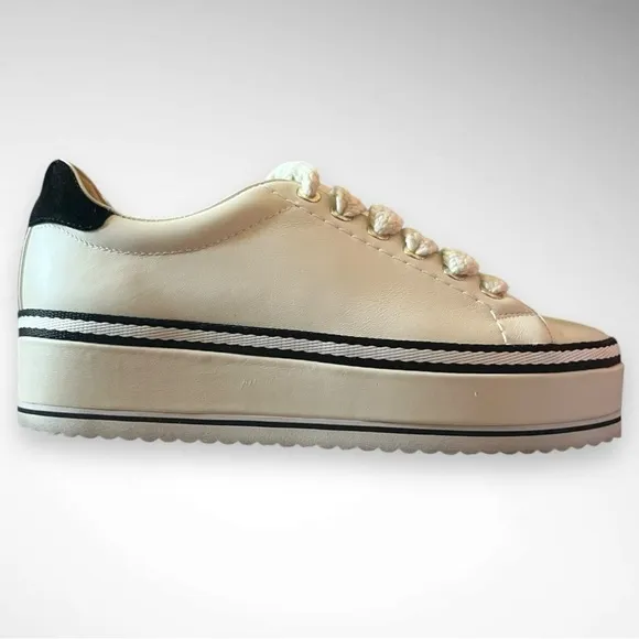 JOIE‎ Women's Dabnis White Stripe Platform Sneakers Size 37 | EUC