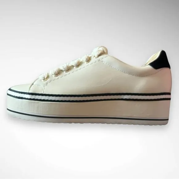 JOIE‎ Women's Dabnis White Stripe Platform Sneakers Size 37 | EUC