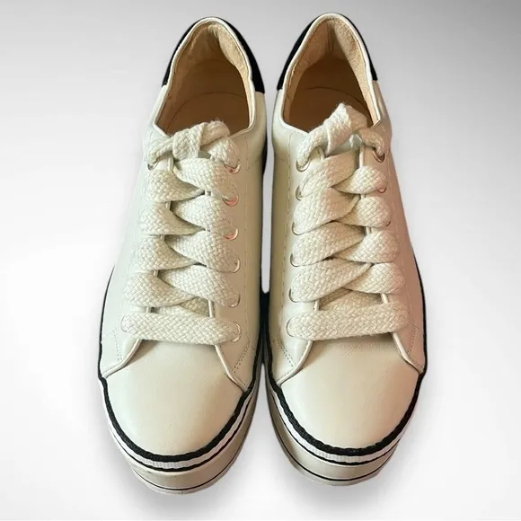 JOIE‎ Women's Dabnis White Stripe Platform Sneakers Size 37 | EUC