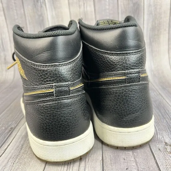 Jordan 1 Retro High OG City of Flight Shoes Men's Size 12 Black/ Gold 555088-031