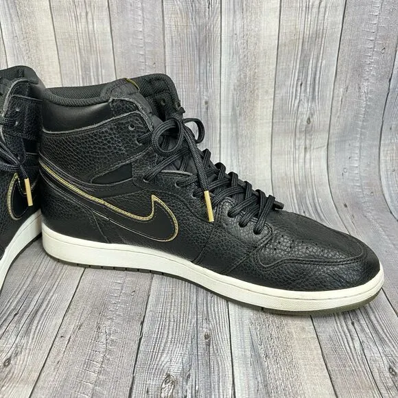 Jordan 1 Retro High OG City of Flight Shoes Men's Size 12 Black/ Gold 555088-031