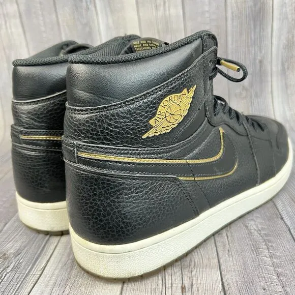 Jordan 1 Retro High OG City of Flight Shoes Men's Size 12 Black/ Gold 555088-031