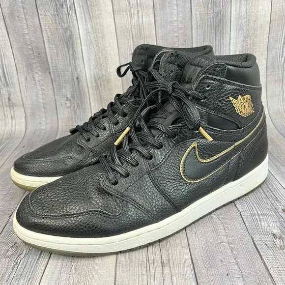 Jordan 1 Retro High OG City of Flight Shoes Men's Size 12 Black/ Gold 555088-031