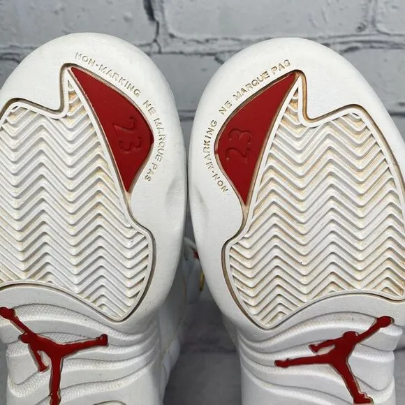 Jordan 12 XII Retro FIBA White University Red 151186-107‎ Youth Size 1Y Sneakers