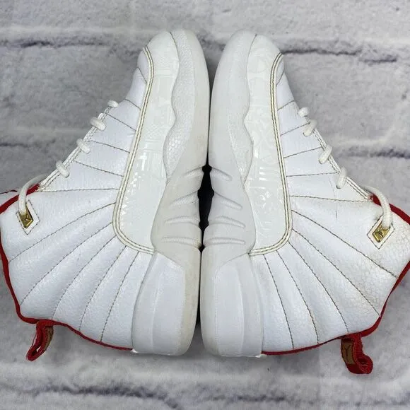 Jordan 12 XII Retro FIBA White University Red 151186-107‎ Youth Size 1Y Sneakers