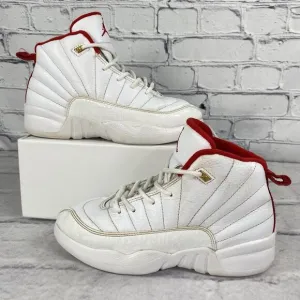 Jordan 12 XII Retro FIBA White University Red 151186-107‎ Youth Size 1Y Sneakers