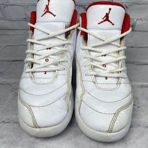 Jordan 12 XII Retro FIBA White University Red 151186-107‎ Youth Size 1Y Sneakers