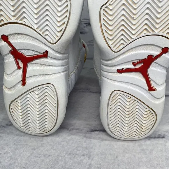 Jordan 12 XII Retro FIBA White University Red 151186-107‎ Youth Size 1Y Sneakers