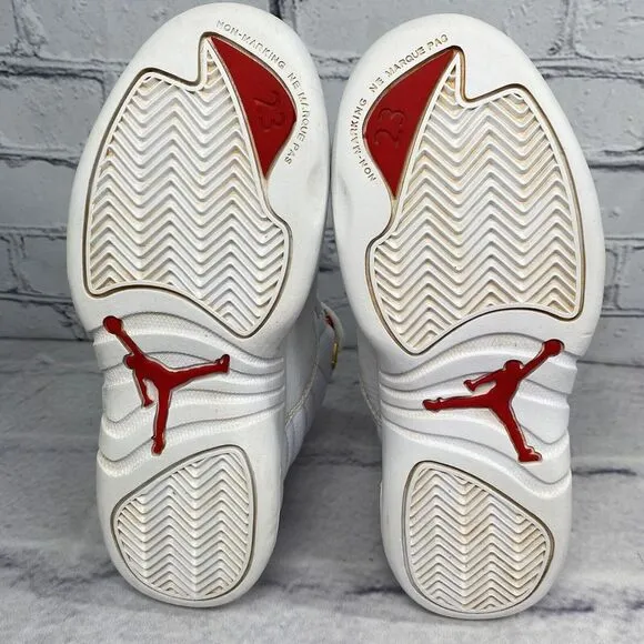 Jordan 12 XII Retro FIBA White University Red 151186-107‎ Youth Size 1Y Sneakers