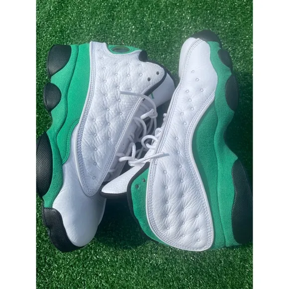 Jordan 13 Retro Lucky Green White Sneakers Shoes Kids 7Y
