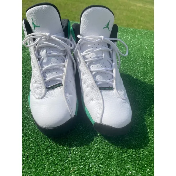Jordan 13 Retro Lucky Green White Sneakers Shoes Kids 7Y