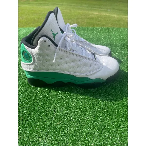 Jordan 13 Retro Lucky Green White Sneakers Shoes Kids 7Y