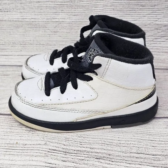 Jordan 2 Retro BT Toddlers' Shoes‎ White-Black-Dark Grey Size 7C