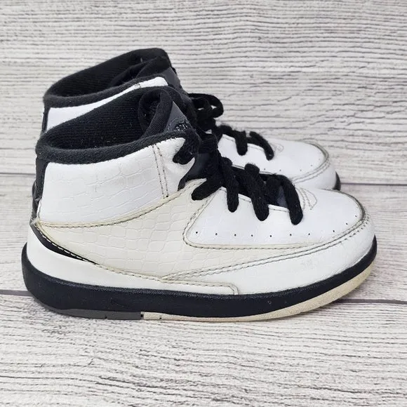 Jordan 2 Retro BT Toddlers' Shoes‎ White-Black-Dark Grey Size 7C