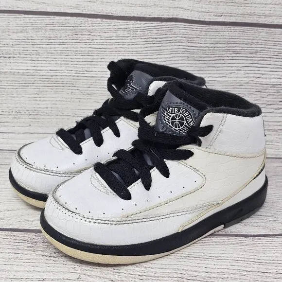 Jordan 2 Retro BT Toddlers' Shoes‎ White-Black-Dark Grey Size 7C