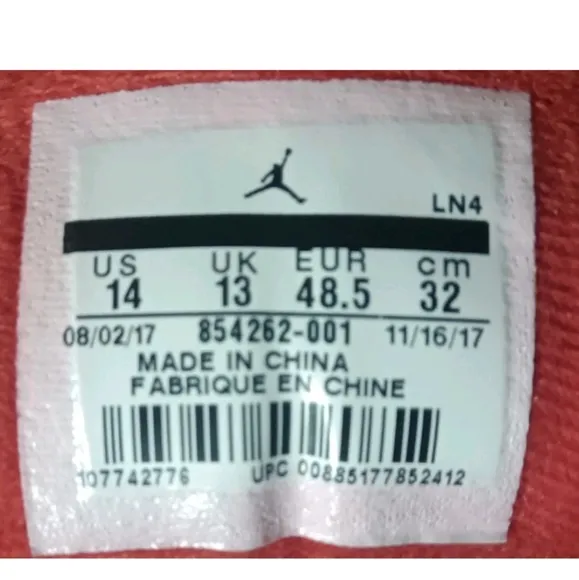 Jordan 3 Retro Black Cement Shoes Men's Size 14 Sneakers- 854262-001