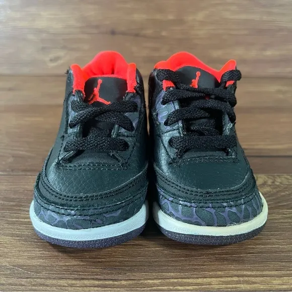 Jordan 3 Retro TD ‘Crimson’ Leather Sneakers Shoes Size 2C