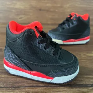 Jordan 3 Retro TD ‘Crimson’ Leather Sneakers Shoes Size 2C