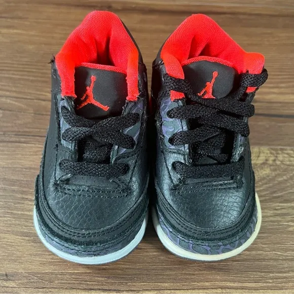 Jordan 3 Retro TD ‘Crimson’ Leather Sneakers Shoes Size 2C