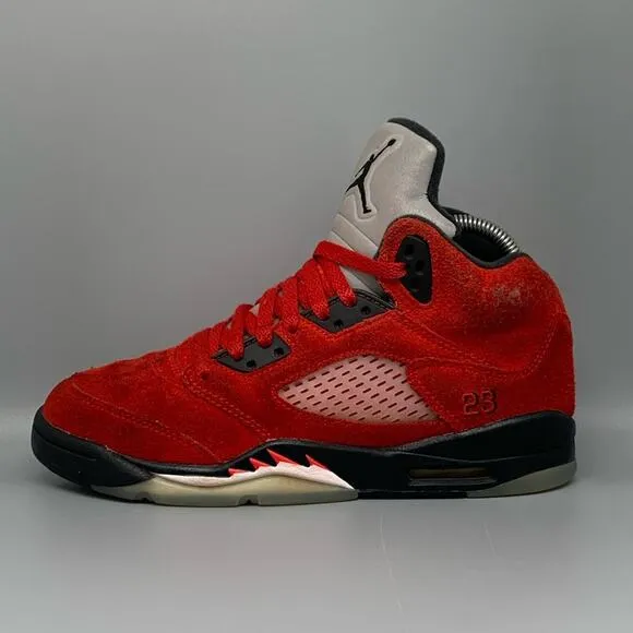 Jordan 5 Retro Raging Bull Red Basketball Shoes Men's Sz 6Y / Women's Sz 7.5