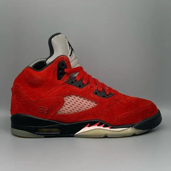 Jordan 5 Retro Raging Bull Red Basketball Shoes Men's Sz 6Y / Women's Sz 7.5