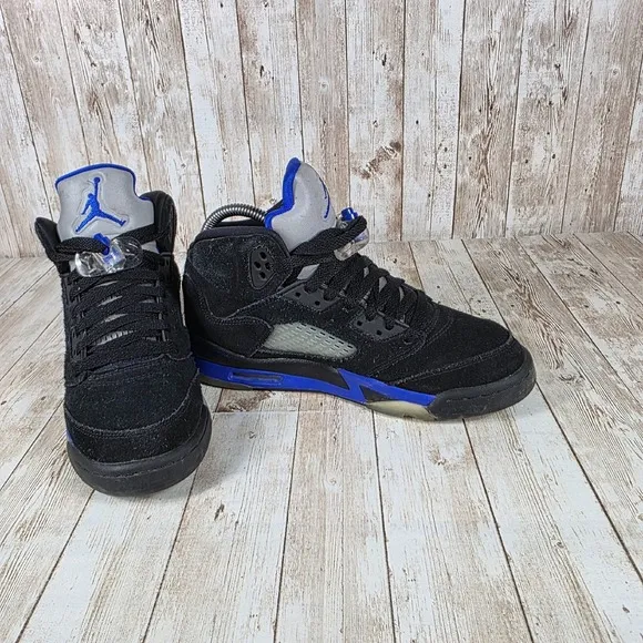Jordan 5 Retro Stealth 2021 Black Blue‎ Suede Sneakers 440888-004 Size 5.5Y