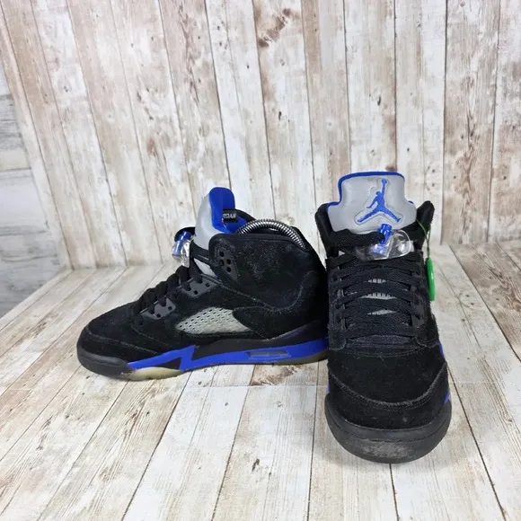 Jordan 5 Retro Stealth 2021 Black Blue‎ Suede Sneakers 440888-004 Size 5.5Y