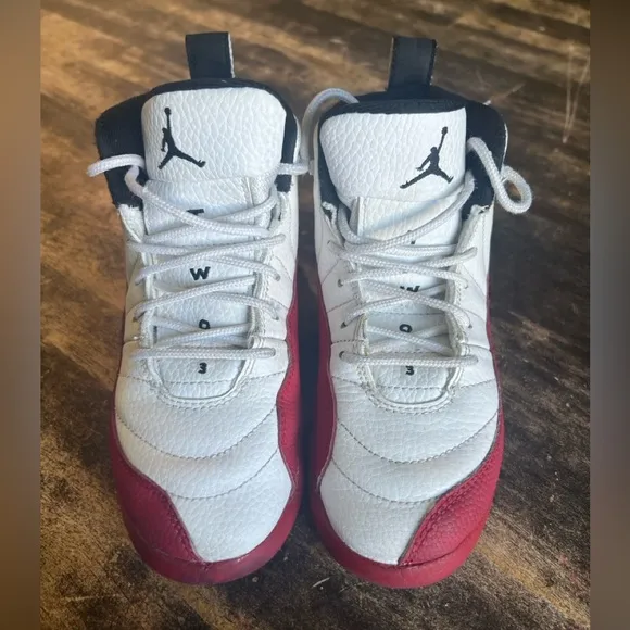 Jordan Retro 12 Bp Little Kids Shoes Size 13.5 White/Black-Varsity Red