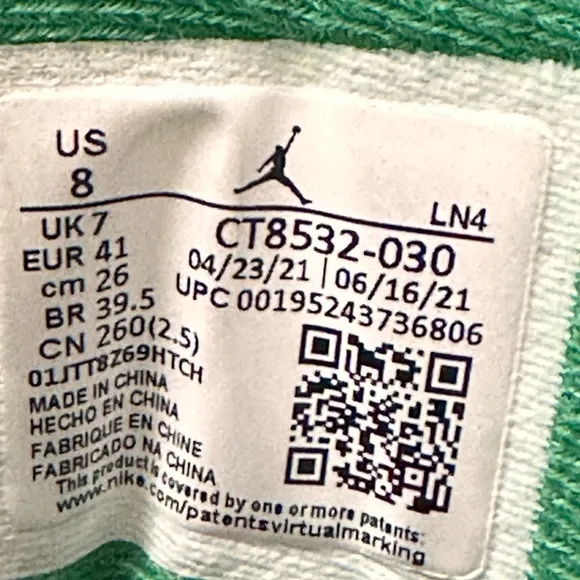 Jordan Retro III Pine Greens Size 8 Adult