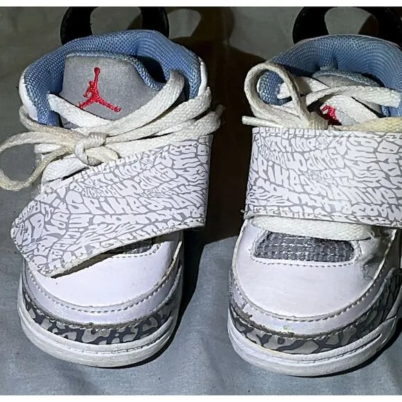 Jordan White High-Top Elephant Print Jumpman Logo Sneakers Size youth 4