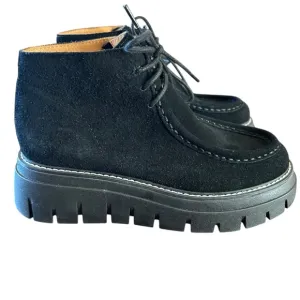 J/Slides Treasure Black Suede Square Toe Lace Up Ankle Boots NEW Size 7