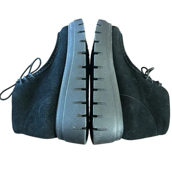 J/Slides Treasure Black Suede Square Toe Lace Up Ankle Boots NEW Size 7